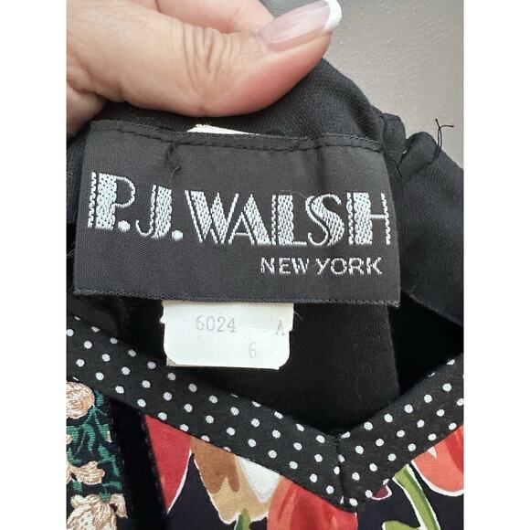 VTG 70s P.J. Walsh NY Boho Maxi Dress Floral Polka Dot Patchwork Sz 6 Union Made - Picture 9 of 15